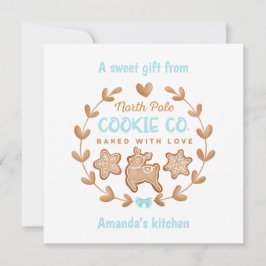 Cartão De Festividades Cookie de Natal Trocando Pão Azul