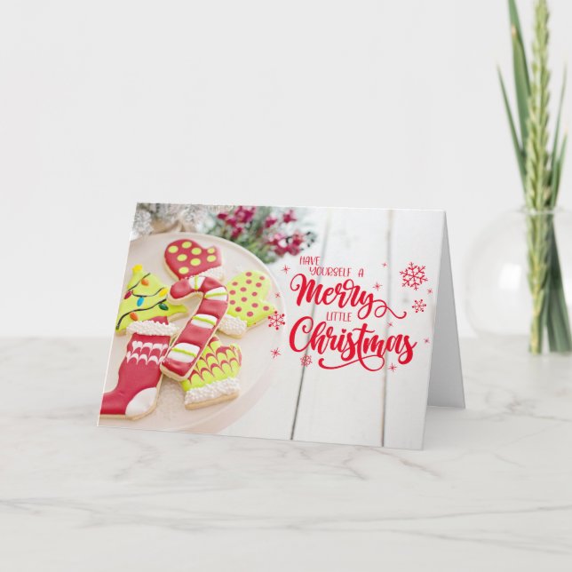 Cartão De Festividades Cookies de Natal Ca e Desejos Quentes Feriados Ca (Frente)