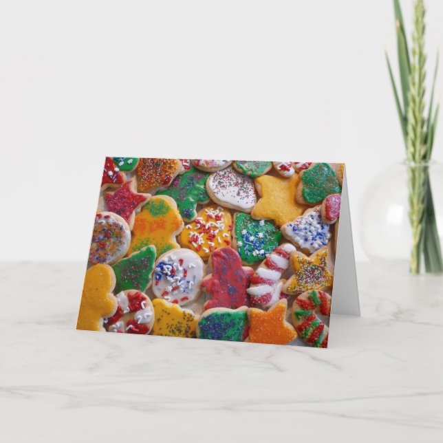 Cartão De Festividades Cookies de Natal I Férias Coloridas (Frente)