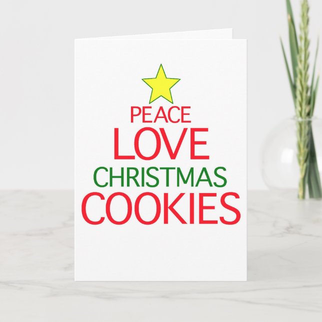 Cartão De Festividades Cookies de Natal Peace Love (Frente)