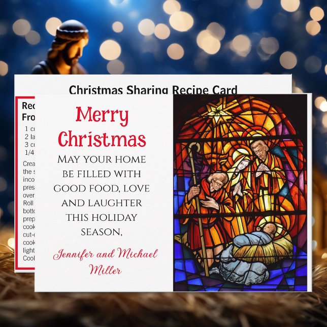 Cartão De Festividades Cookies de Vidro Manchados Recebem o Natal Compart (Criador carregado)