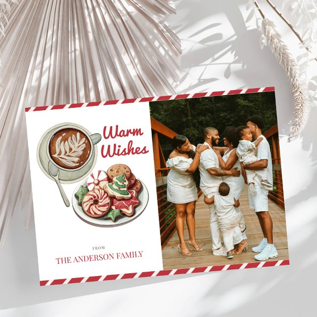 Cartão De Festividades Cookies e Cacau Foto de Natal Vermelho (Criador carregado)