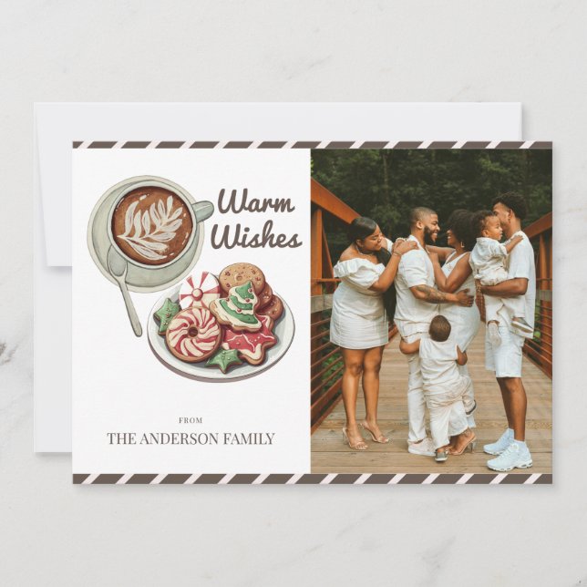 Cartão De Festividades Cookies e Cacau Warn Deseja Foto de Natal (Frente)