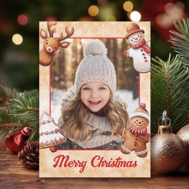 Cartão De Festividades Cookies Gingercake Foto Frame Brown Fundo (Criador carregado)