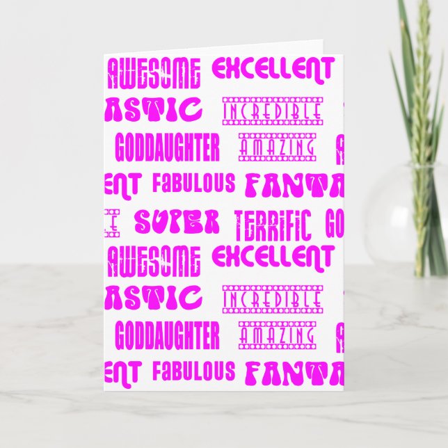 Cartão De Festividades Cool Modern Design for Goddaughters Positive Words (Frente)