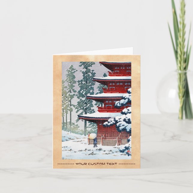 Cartão De Festividades Cool oriental Hasui Kawase Winter scenery art (Frente)