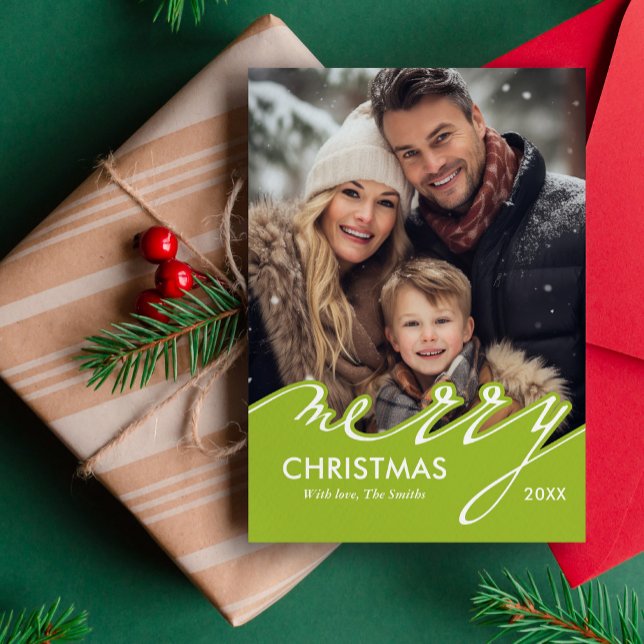 Cartão De Festividades Cool Typography "Merry Christmas" Photo (Criador carregado)