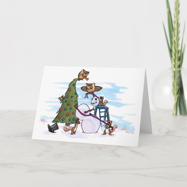 Cartão De Festividades Cooperating in a Winter Wonderland (Frente)