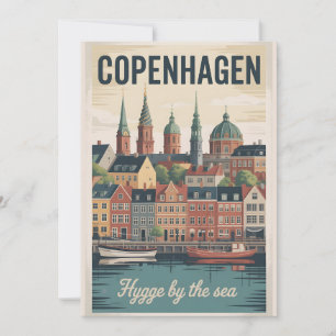 Cartão De Festividades Copenhague Dinamarca Paisagem Urbana Retrô Viagem