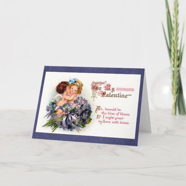 Cartão De Festividades Copo "A Felicidade dos Beijos" Cupidos do Dia dos  (Frente)