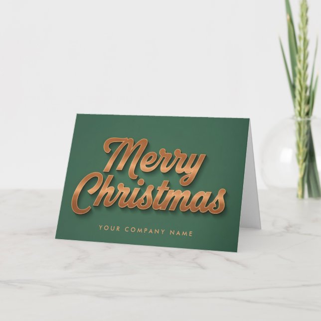 Cartão De Festividades Copper Foil Retro Script Merry Christmas (Frente)