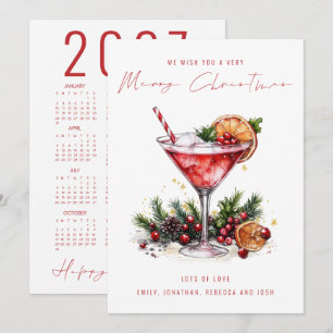 Cartão De Festividades Coquetel Festivo Calendário 2027 Feliz Natal