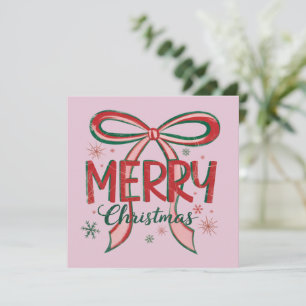 Cartão De Festividades Coquette Feliz Natal Retro Xmas Laço Vintage