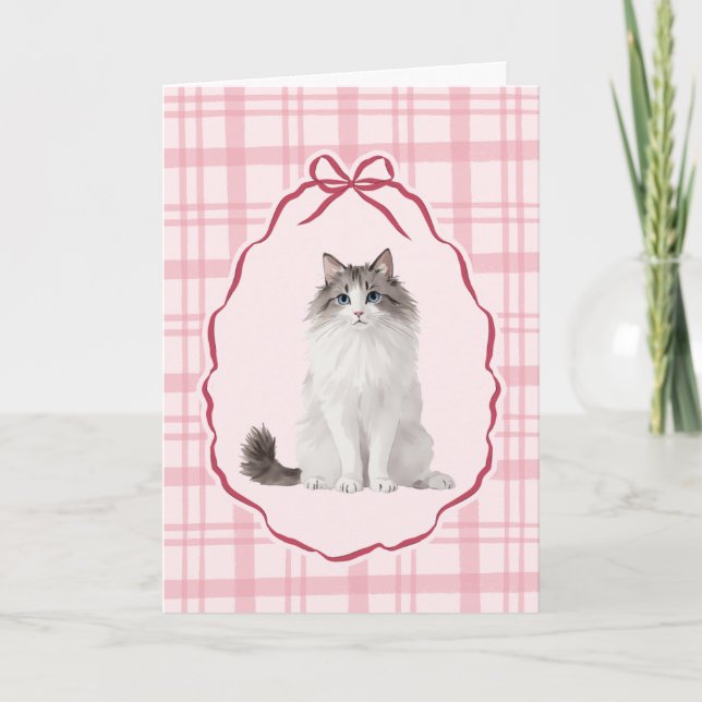 Cartão De Festividades Coquette Rag Doll Cat Valentines Day Card (Frente)
