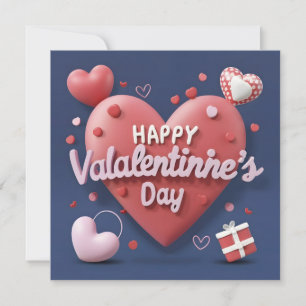 Cartão De Festividades coração 3d com o texto Feliz Dia dos Namorados