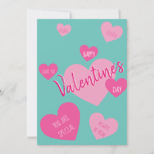Cartão De Festividades Coração Amor Feliz Dia dos Namorados Rosa Pastel M