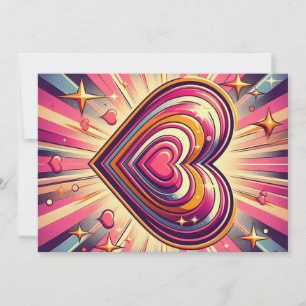 Cartão De Festividades Coração arte pop anos 70 / Caneca do Dia dos Namor