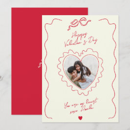 Cartão De Festividades Coração Caprichoso Foto Moldura de Laço Amor Dia d