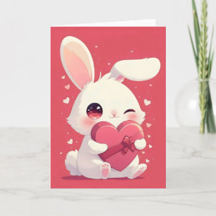 Cartão De Festividades Coração de Amor Coelho Bonito