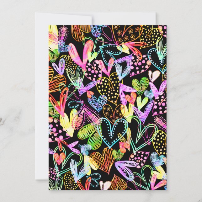 Cartão De Festividades Coração de Amor em Design de Moda Aquarela (Frente)