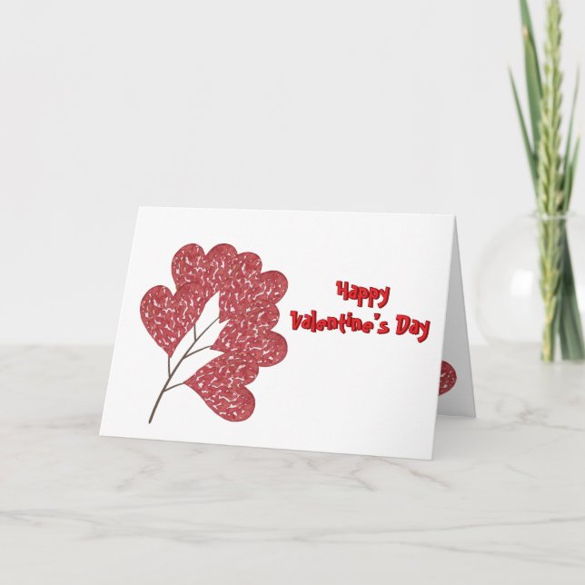 Cartão De Festividades Coração de Amor Folhas (Frente)