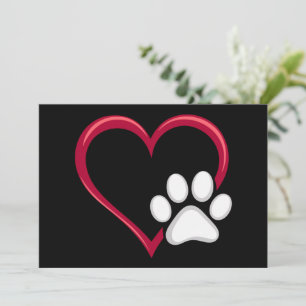 Cartão De Festividades Coração de Amor Pata de Cachorro Dia dos Namorados