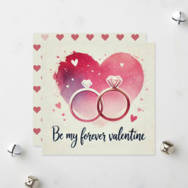 Cartão De Festividades Coração de Aquarela com Anéis - Seja o meu para se