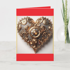 Cartão De Festividades Coração de Engrenagem Mecânica Elegante Steampunk