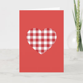 Cartão De Festividades Coração de Gingham Vermelho