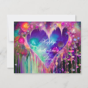 Cartão De Festividades Coração de valentine de gema pingando abstrato