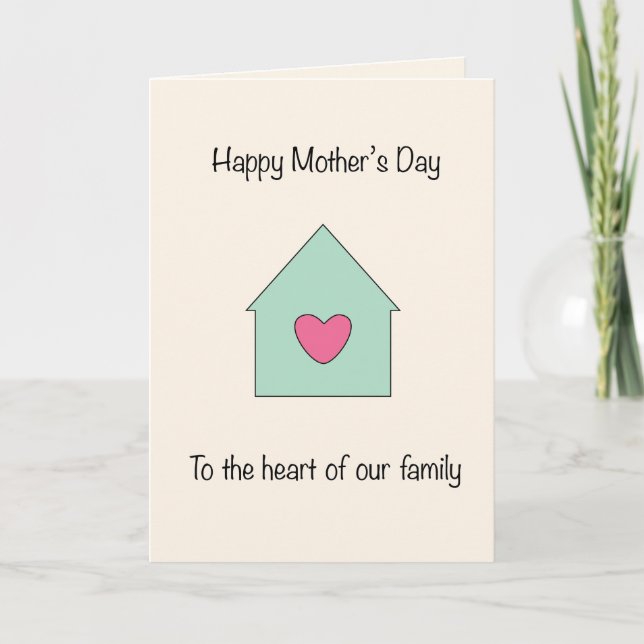 Cartão De Festividades Coração do Nosso Dia das Mães da Família (Frente)