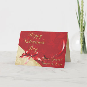 Cartão De Festividades Coração Dourado e Vermelho de Filigre Sister-in-