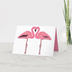 Cartão De Festividades Coração flamingo cor-de-rosa