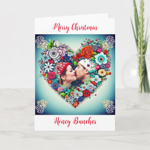 Cartão De Festividades Coração Floral Romântico Natal Personalizado