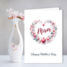 Coração Floral Vermelho para o Dia das Mães