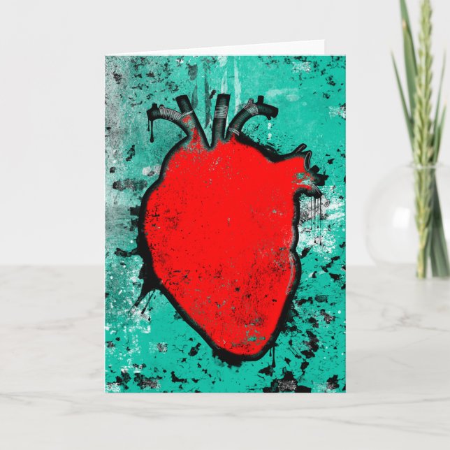 Cartão De Festividades coração grunge (Frente)