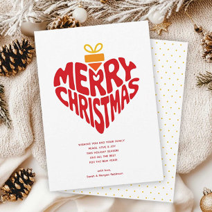 Cartão De Festividades Coração Moderno Retro Amor Feliz Natal
