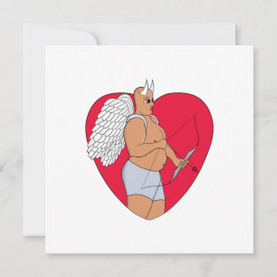 Cartão De Festividades Coração Romântico Com um Cupido Incomum
