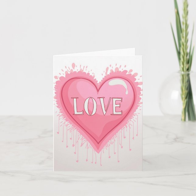 Cartão De Festividades Coração Rosa  (Frente)