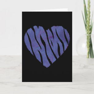 Cartão De Festividades Coração Roxo Estampa de Animal Zebra