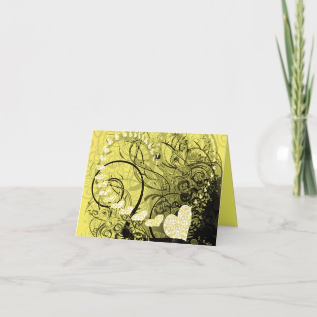 Cartão De Festividades Corações Amarelos (Frente)