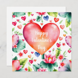 Cartão De Festividades Corações coloridos e dia do Namorados de flores de