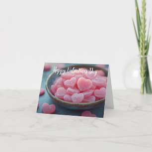 Cartão De Festividades Corações de Açúcar Rosa Mensagem de Dia dos Namora