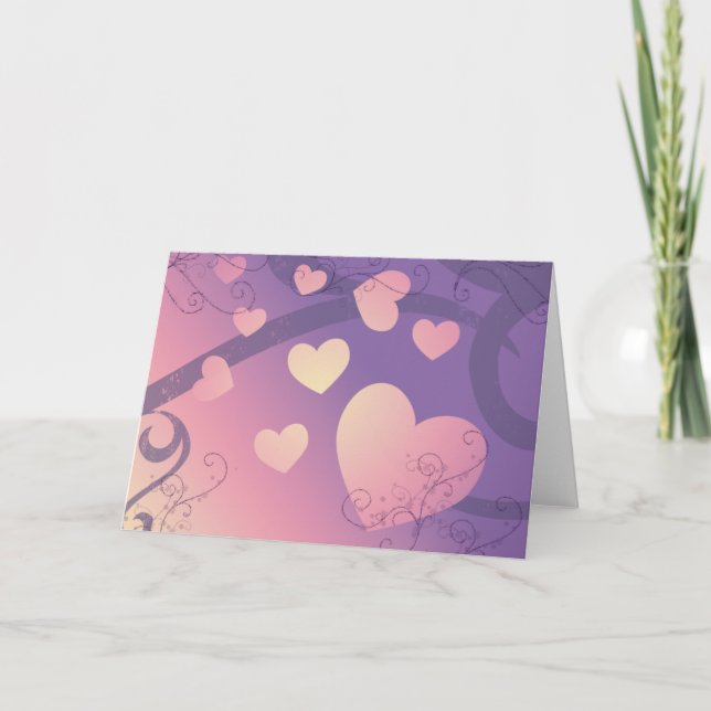 Cartão De Festividades Corações de Amor (Frente)