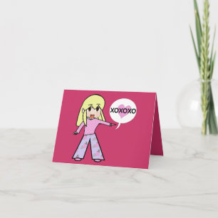 Cartão De Festividades Corações de Chibi no Dia dos Namorados