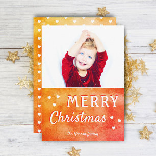Cartão De Festividades Corações de Natal Metalizados Foto da Família