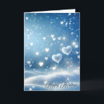 Cartão De Festividades Corações de Neve Flutuantes de Natal<br><div class="desc">Os corações flutuantes dançam-se em meio a uma paisagem serena como neve iluminada por um brilho etéreo suave. Todo o texto pode ser alterado.</div>