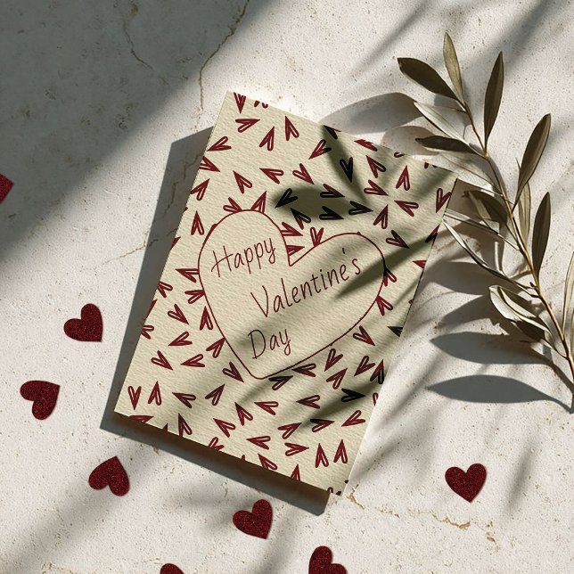 Cartão De Festividades Corações de São Valentim Burgundy e Creme Mínimos (Criador carregado)