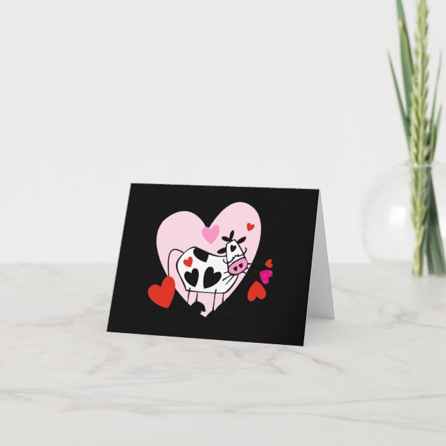 Cartão De Festividades Corações de Vaca (Frente)