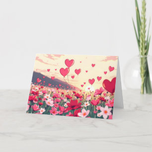 Cartão De Festividades Corações e flores dias de os namorados